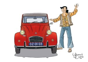 Max Miller met Citroën 2CV uit 1972