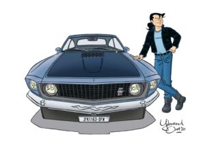Max Miller met Ford Mustang uit 1969