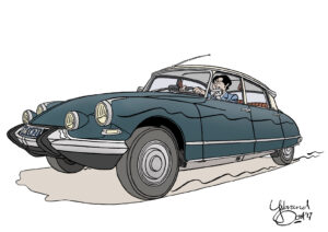 Max Miller in Citroën DS 21 Pallas uit 1966